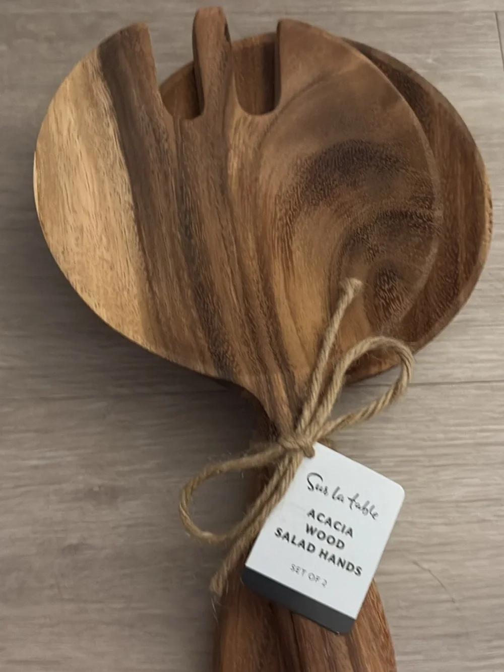 Sur La Table Acacia Wood Salad Hands – Natural Brown (Set of 2)